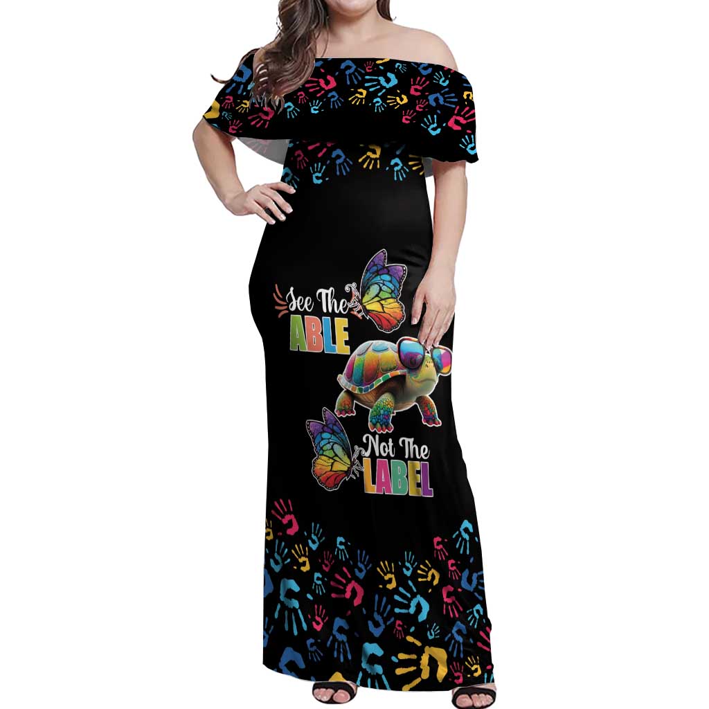 Autism Awareness Month Neurodiversity Off Shoulder Maxi Dress 2nd April See The Able Not The Label