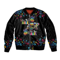 Autism Awareness Month Neurodiversity Sleeve Zip Bomber Jacket 2nd April See The Able Not The Label