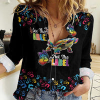 Autism Awareness Month Neurodiversity Women Casual Shirt 2nd April See The Able Not The Label