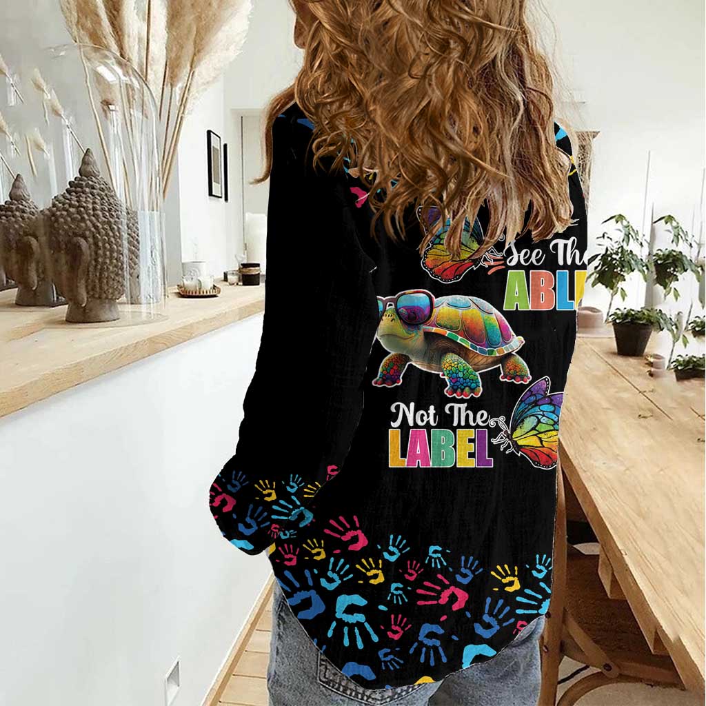 Autism Awareness Month Neurodiversity Women Casual Shirt 2nd April See The Able Not The Label