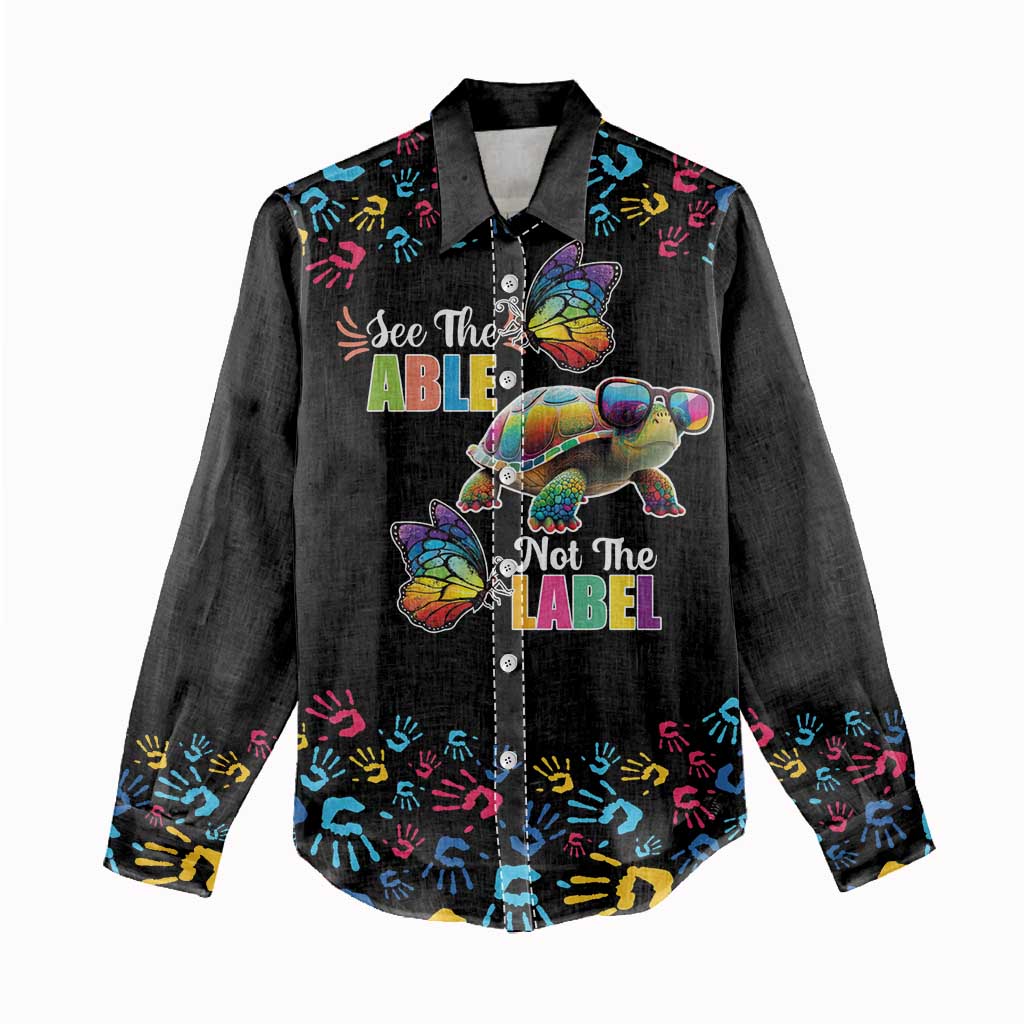 Autism Awareness Month Neurodiversity Women Casual Shirt 2nd April See The Able Not The Label