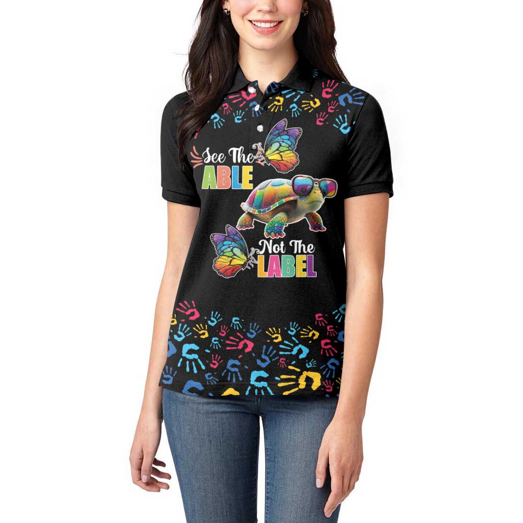 Autism Awareness Month Neurodiversity Women Polo Shirt 2nd April See The Able Not The Label