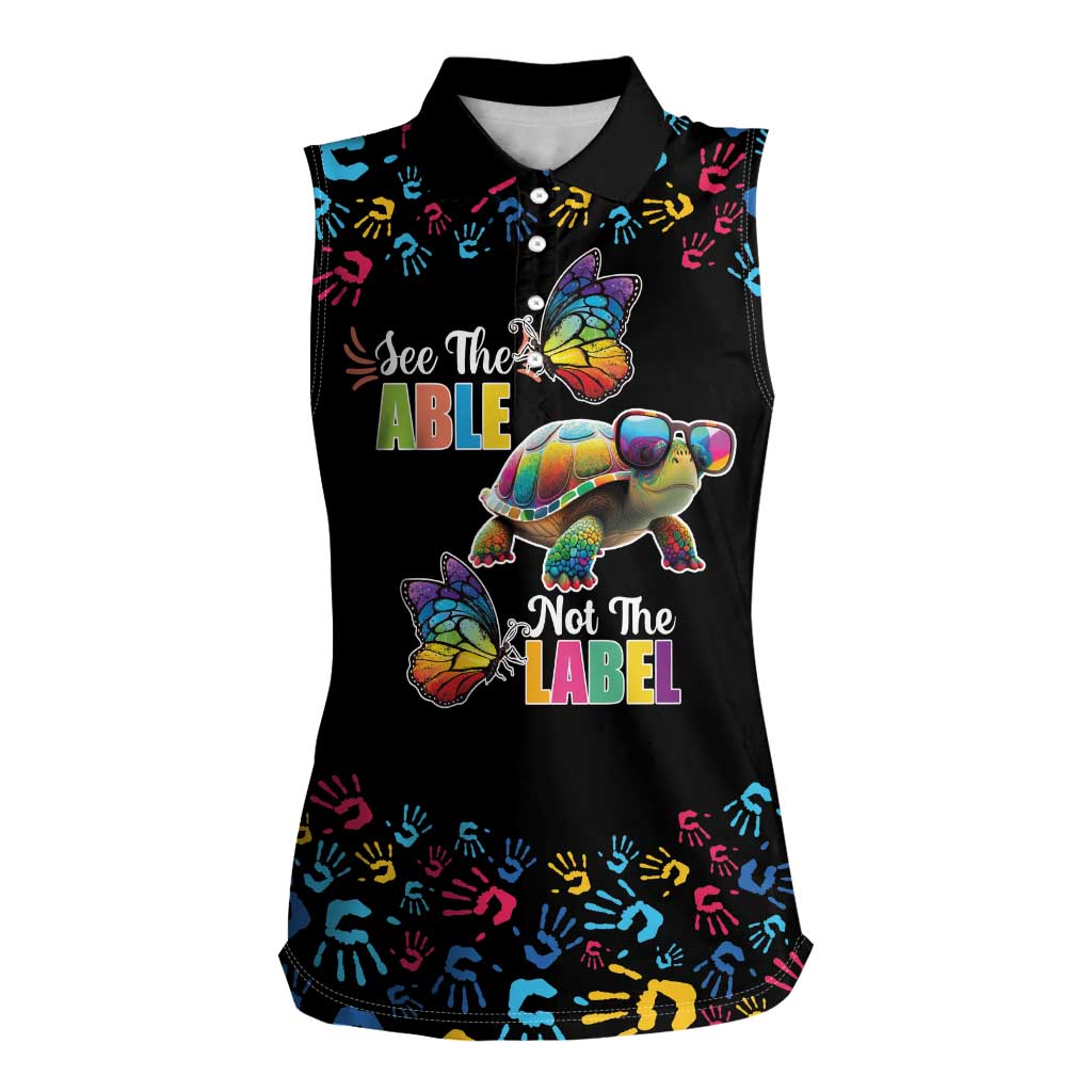 Autism Awareness Month Neurodiversity Women Sleeveless Polo Shirt 2nd April See The Able Not The Label