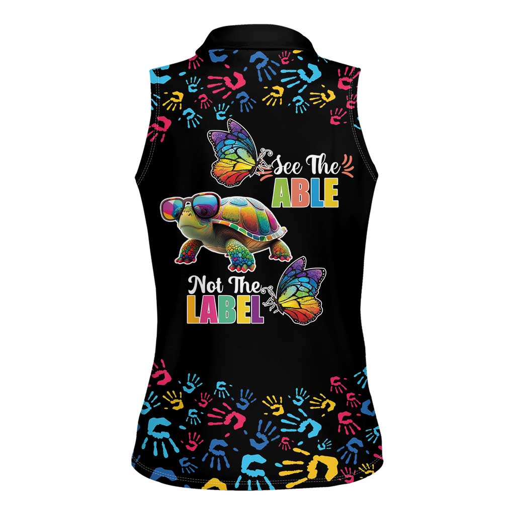 Autism Awareness Month Neurodiversity Women Sleeveless Polo Shirt 2nd April See The Able Not The Label