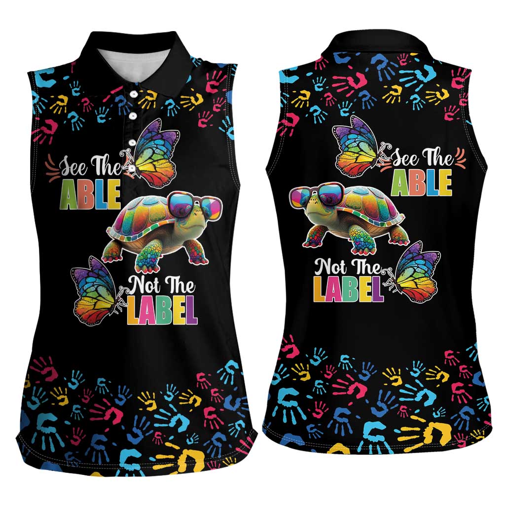 Autism Awareness Month Neurodiversity Women Sleeveless Polo Shirt 2nd April See The Able Not The Label