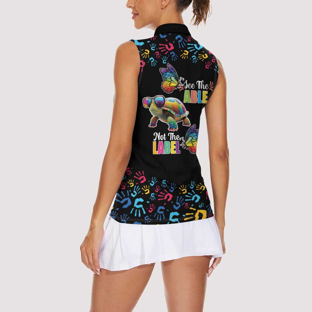 Autism Awareness Month Neurodiversity Women Sleeveless Polo Shirt 2nd April See The Able Not The Label