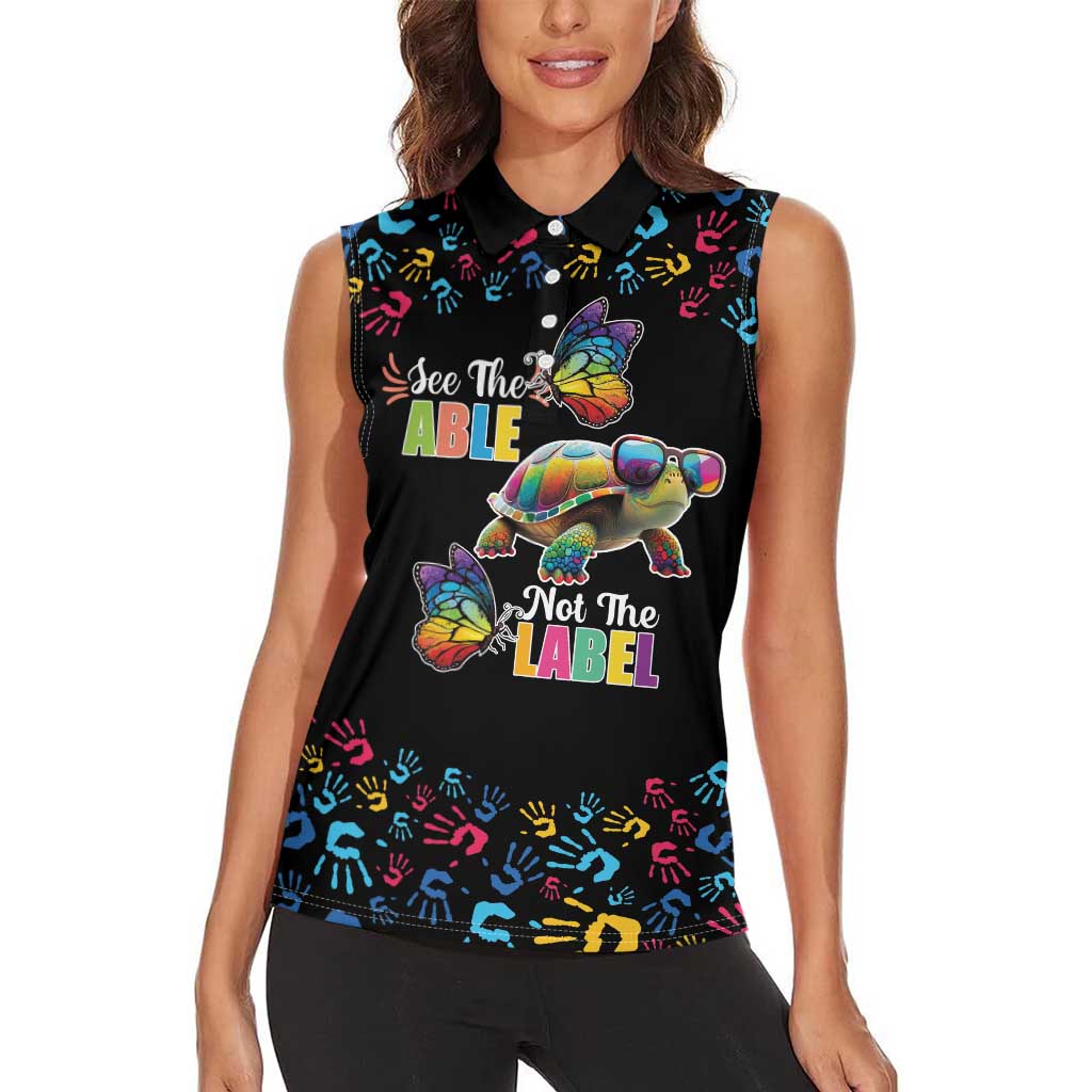 Autism Awareness Month Neurodiversity Women Sleeveless Polo Shirt 2nd April See The Able Not The Label