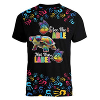 Autism Awareness Month Neurodiversity Women V-Neck T-Shirt 2nd April See The Able Not The Label