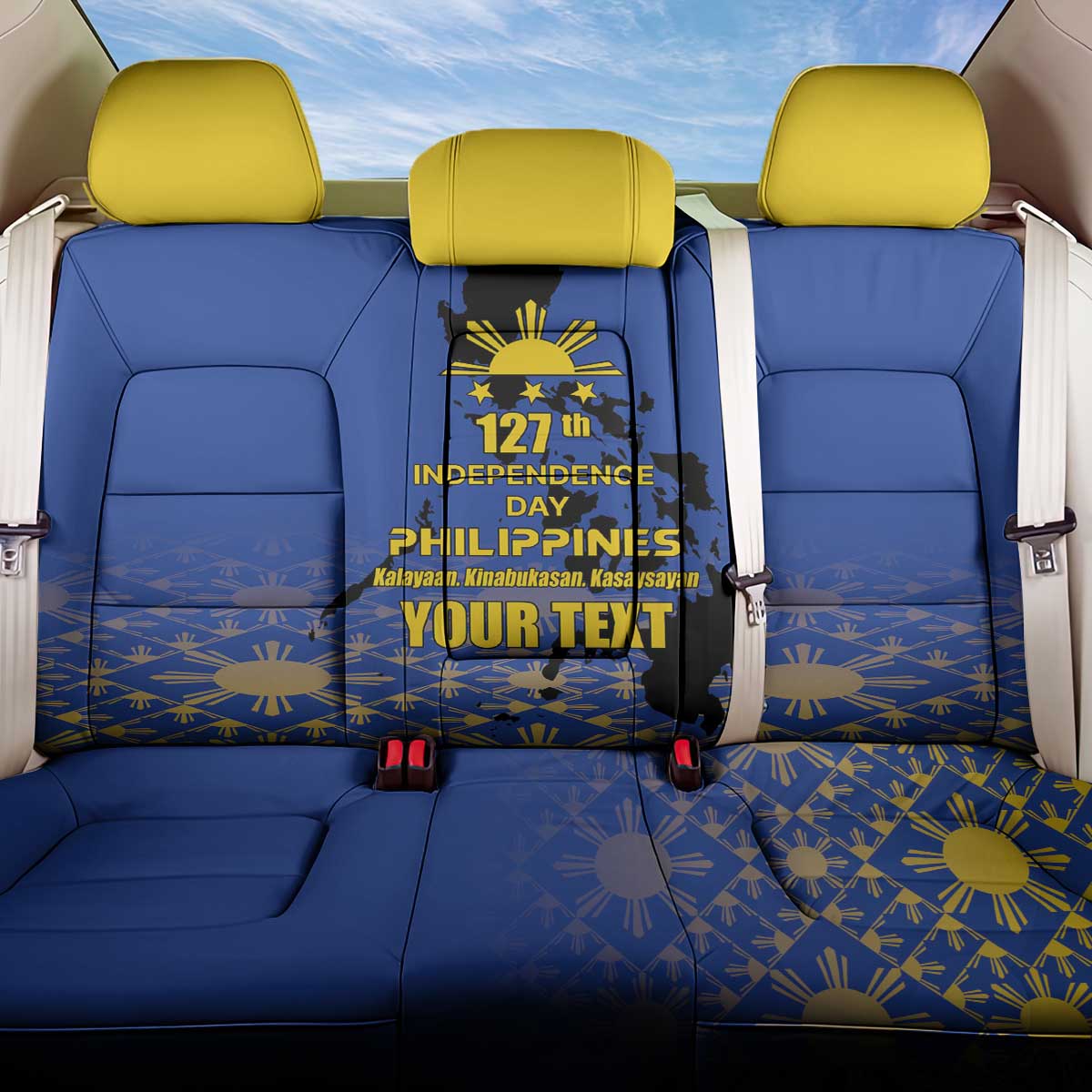 Philippines Independence Day Back Car Seat Cover Kalayaan Kinabukasan Kasaysayan