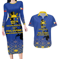 Philippines Independence Day Couples Matching Long Sleeve Bodycon Dress and Hawaiian Shirt Kalayaan Kinabukasan Kasaysayan
