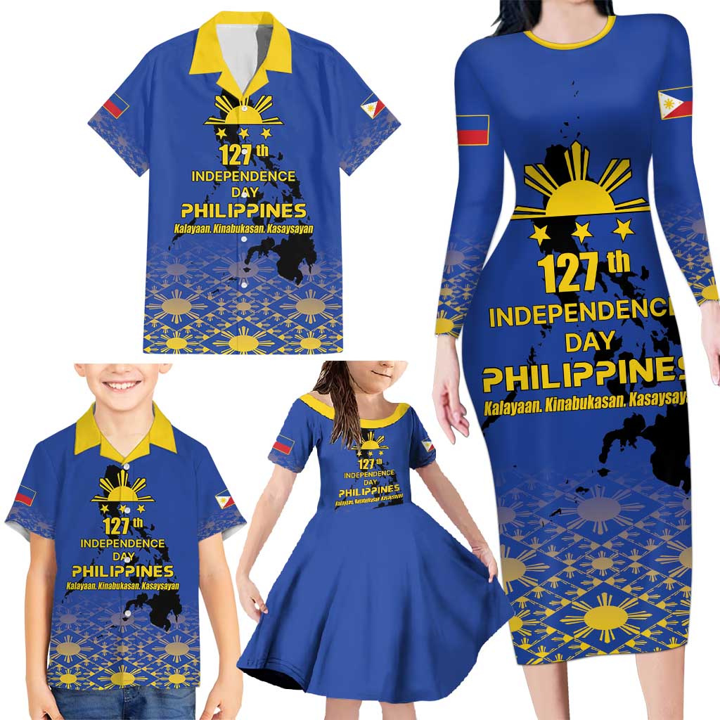 Philippines Independence Day Family Matching Long Sleeve Bodycon Dress and Hawaiian Shirt Kalayaan Kinabukasan Kasaysayan