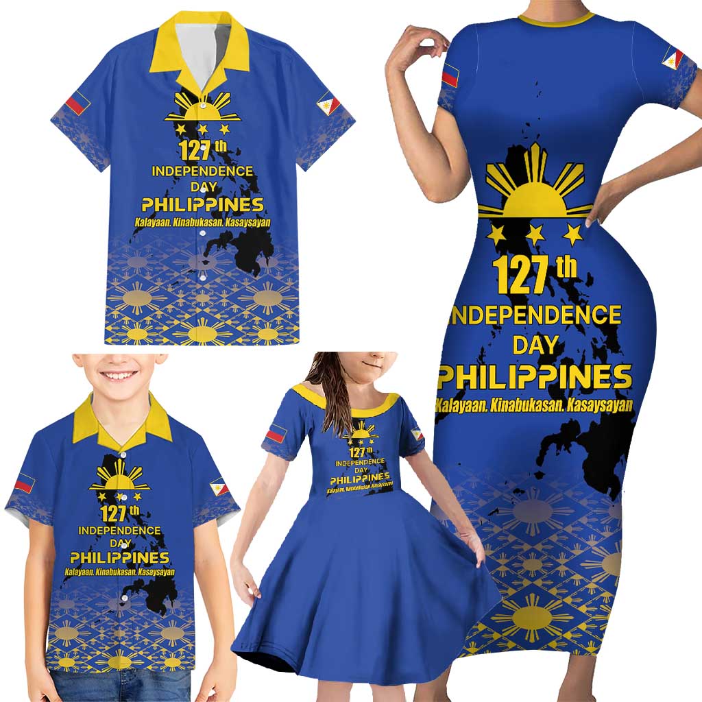 Philippines Independence Day Family Matching Short Sleeve Bodycon Dress and Hawaiian Shirt Kalayaan Kinabukasan Kasaysayan