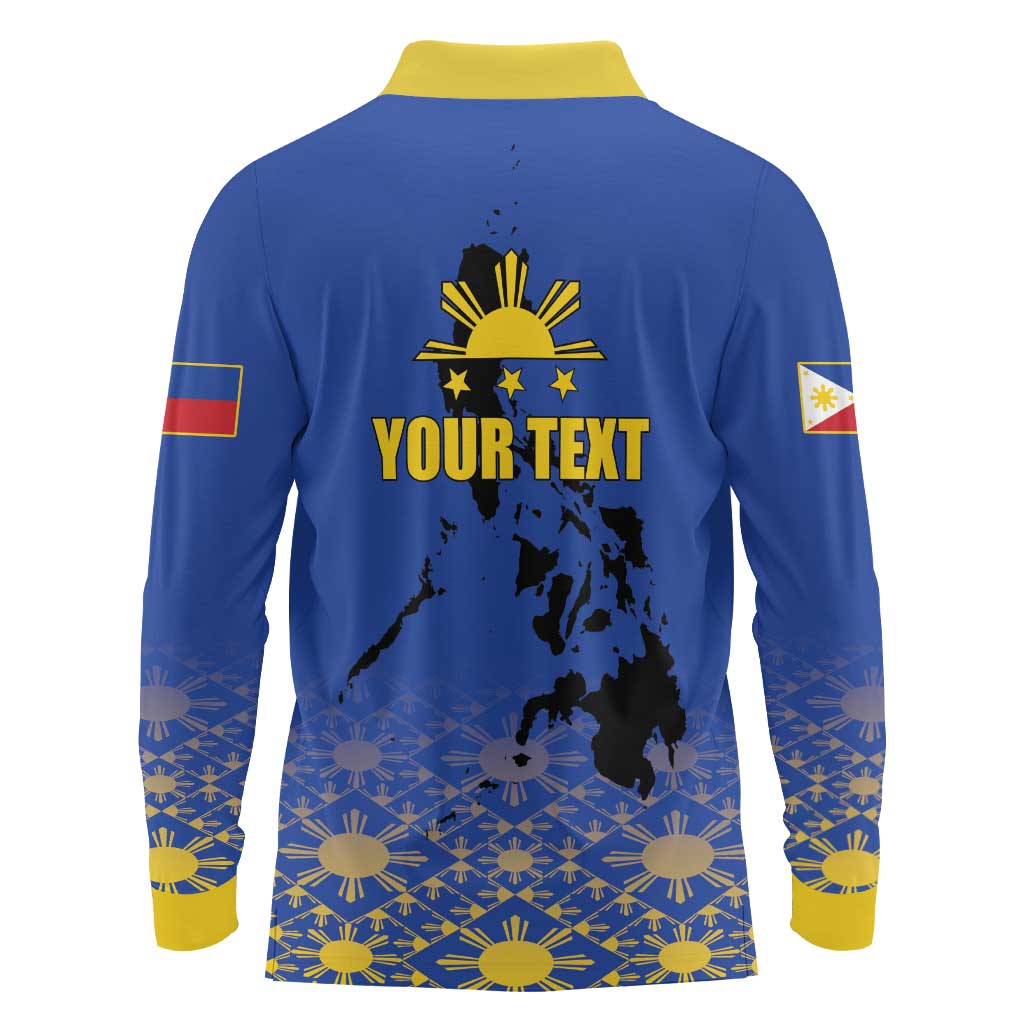 Philippines Independence Day Long Sleeve Polo Shirt Kalayaan Kinabukasan Kasaysayan