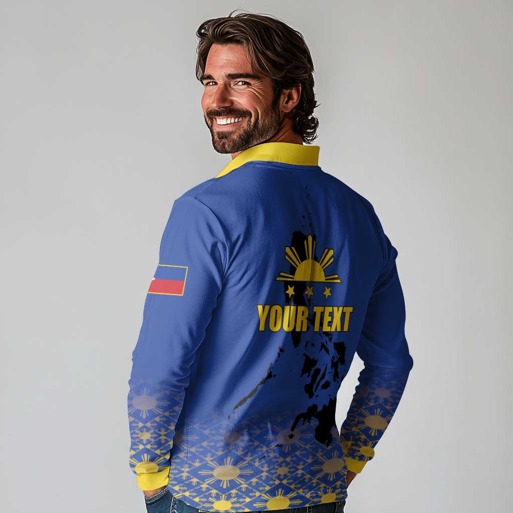 Philippines Independence Day Long Sleeve Polo Shirt Kalayaan Kinabukasan Kasaysayan