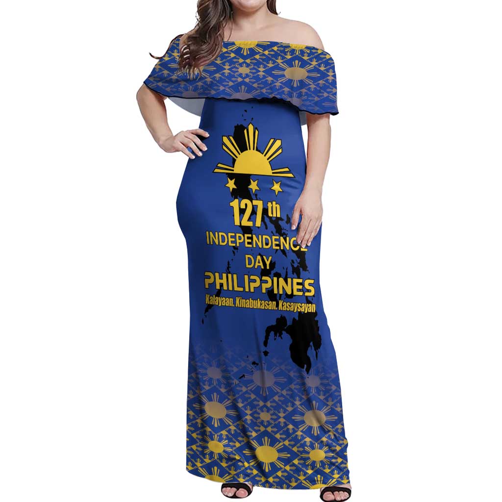 Philippines Independence Day Off Shoulder Maxi Dress Kalayaan Kinabukasan Kasaysayan
