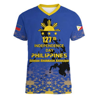 Philippines Independence Day Women V-Neck T-Shirt Kalayaan Kinabukasan Kasaysayan