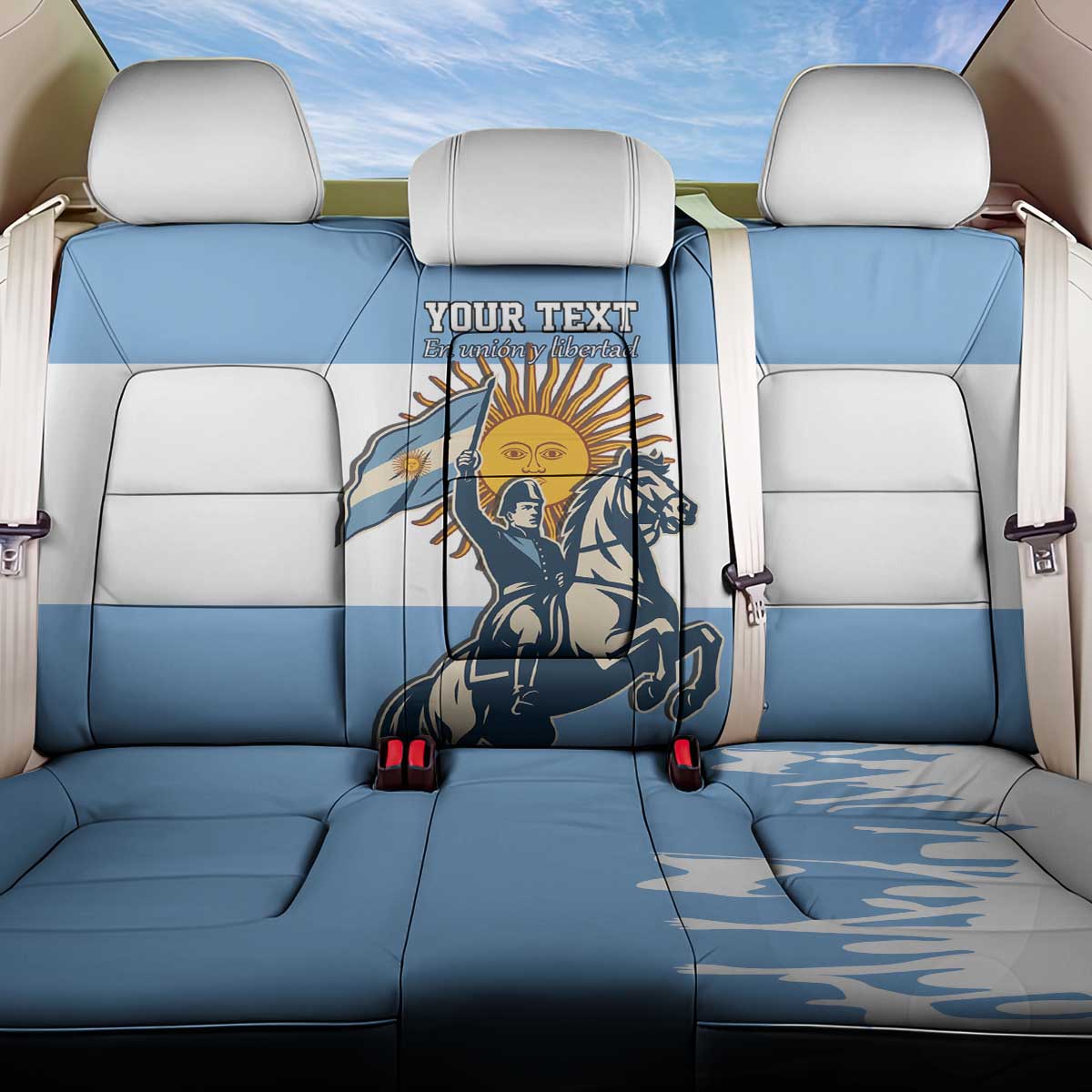 Personalized Argentina Flag Day 20th June Back Car Seat Cover Manuel Belgrano