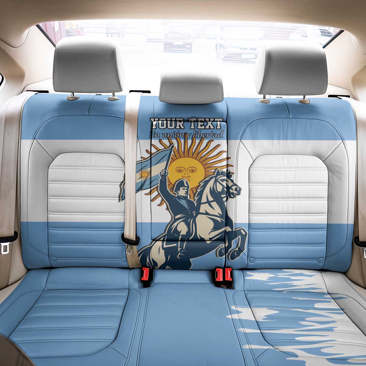 Personalized Argentina Flag Day 20th June Back Car Seat Cover Manuel Belgrano