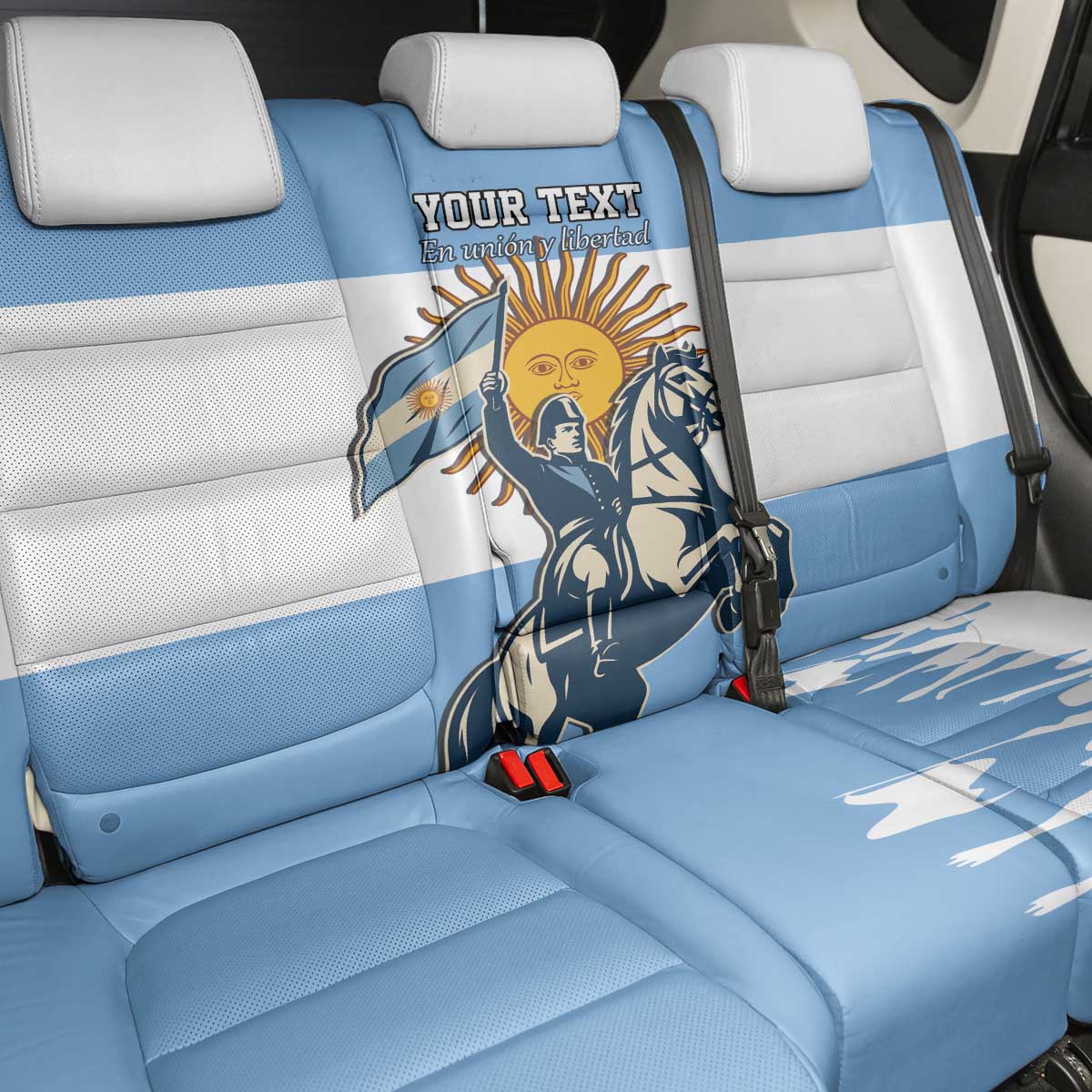 Personalized Argentina Flag Day 20th June Back Car Seat Cover Manuel Belgrano