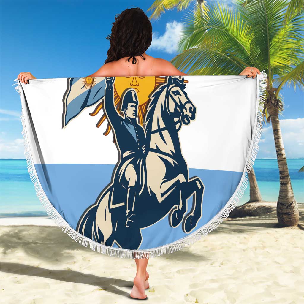 Personalized Argentina Flag Day 20th June Beach Blanket Manuel Belgrano