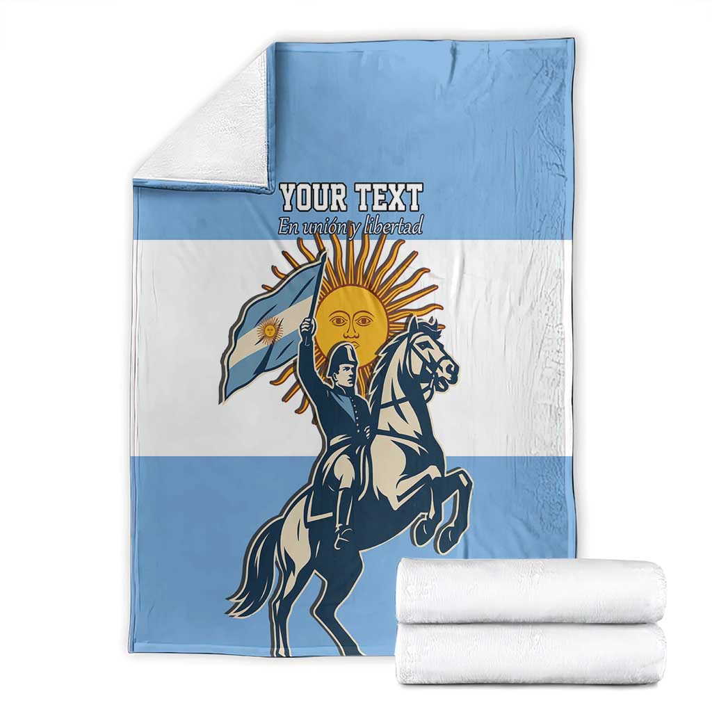 Personalized Argentina Flag Day 20th June Blanket Manuel Belgrano