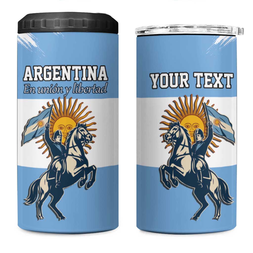 Personalized Argentina Flag Day 20th June 4 in 1 Can Cooler Tumbler Manuel Belgrano