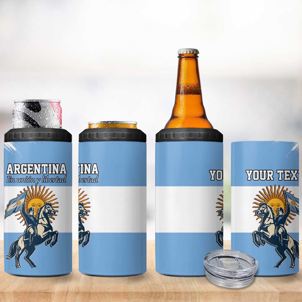 Personalized Argentina Flag Day 20th June 4 in 1 Can Cooler Tumbler Manuel Belgrano