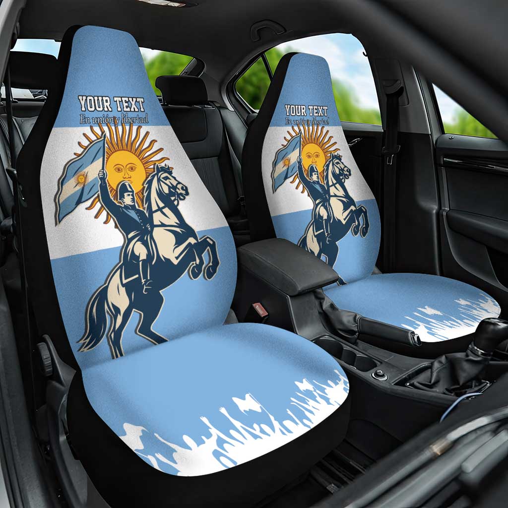 Personalized Argentina Flag Day 20th June Car Seat Cover Manuel Belgrano