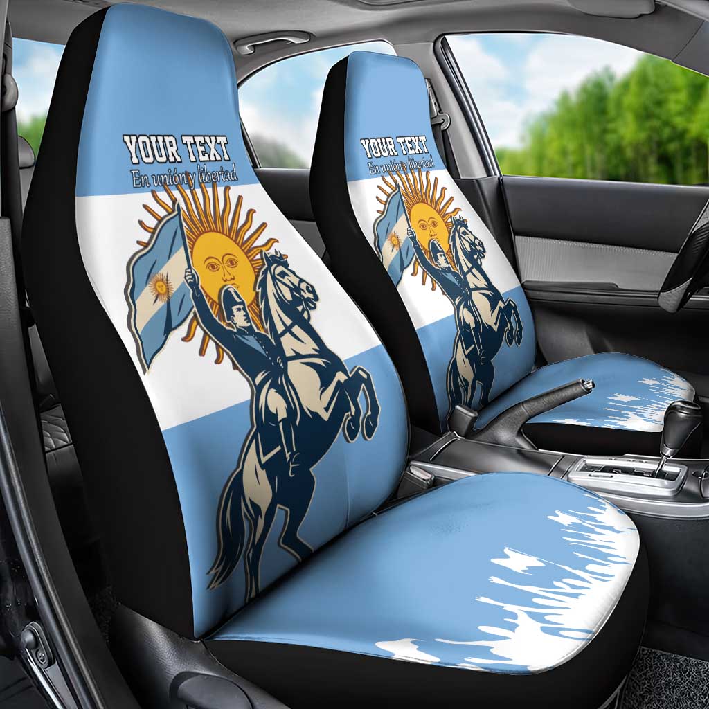 Personalized Argentina Flag Day 20th June Car Seat Cover Manuel Belgrano