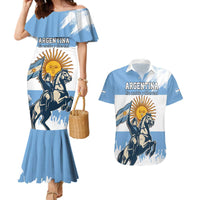 Personalized Argentina Flag Day 20th June Couples Matching Mermaid Dress and Hawaiian Shirt Manuel Belgrano