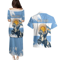 Personalized Argentina Flag Day 20th June Couples Matching Puletasi and Hawaiian Shirt Manuel Belgrano