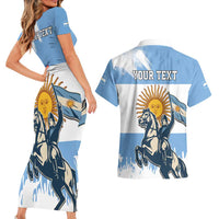 Personalized Argentina Flag Day 20th June Couples Matching Short Sleeve Bodycon Dress and Hawaiian Shirt Manuel Belgrano