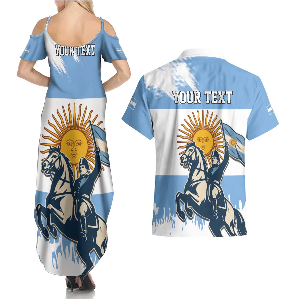 Personalized Argentina Flag Day 20th June Couples Matching Summer Maxi Dress and Hawaiian Shirt Manuel Belgrano