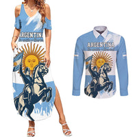 Personalized Argentina Flag Day 20th June Couples Matching Summer Maxi Dress and Long Sleeve Button Shirt Manuel Belgrano