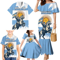Personalized Argentina Flag Day 20th June Family Matching Mermaid Dress and Hawaiian Shirt Manuel Belgrano