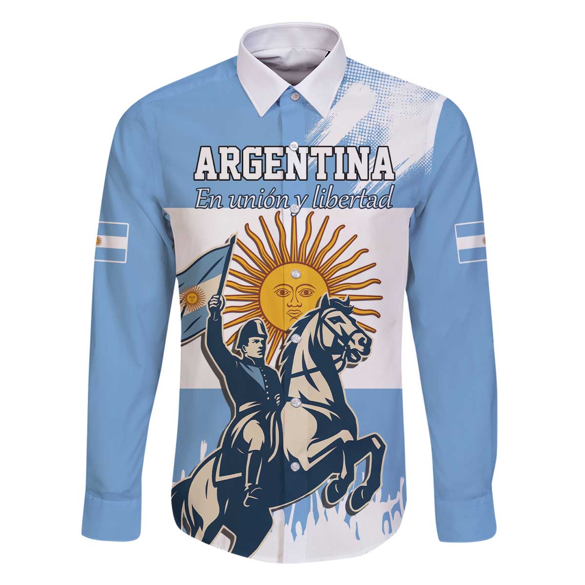 Personalized Argentina Flag Day 20th June Family Matching Off The Shoulder Long Sleeve Dress and Hawaiian Shirt Manuel Belgrano