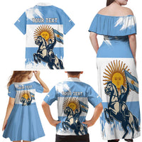 Personalized Argentina Flag Day 20th June Family Matching Off Shoulder Maxi Dress and Hawaiian Shirt Manuel Belgrano