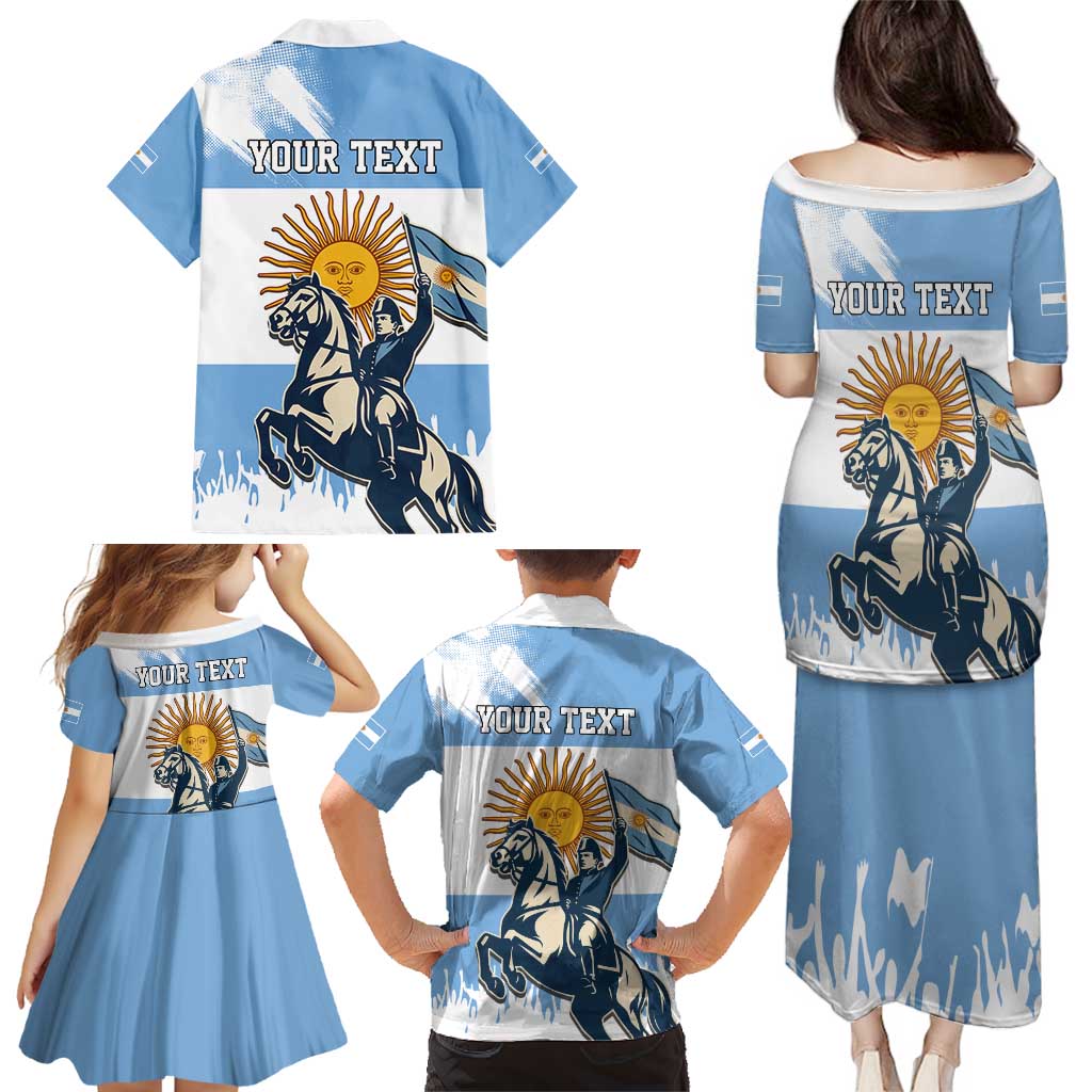 Personalized Argentina Flag Day 20th June Family Matching Puletasi and Hawaiian Shirt Manuel Belgrano