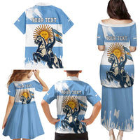 Personalized Argentina Flag Day 20th June Family Matching Puletasi and Hawaiian Shirt Manuel Belgrano