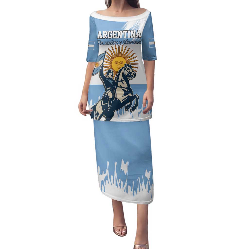 Personalized Argentina Flag Day 20th June Family Matching Puletasi and Hawaiian Shirt Manuel Belgrano