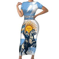 Personalized Argentina Flag Day 20th June Family Matching Short Sleeve Bodycon Dress and Hawaiian Shirt Manuel Belgrano