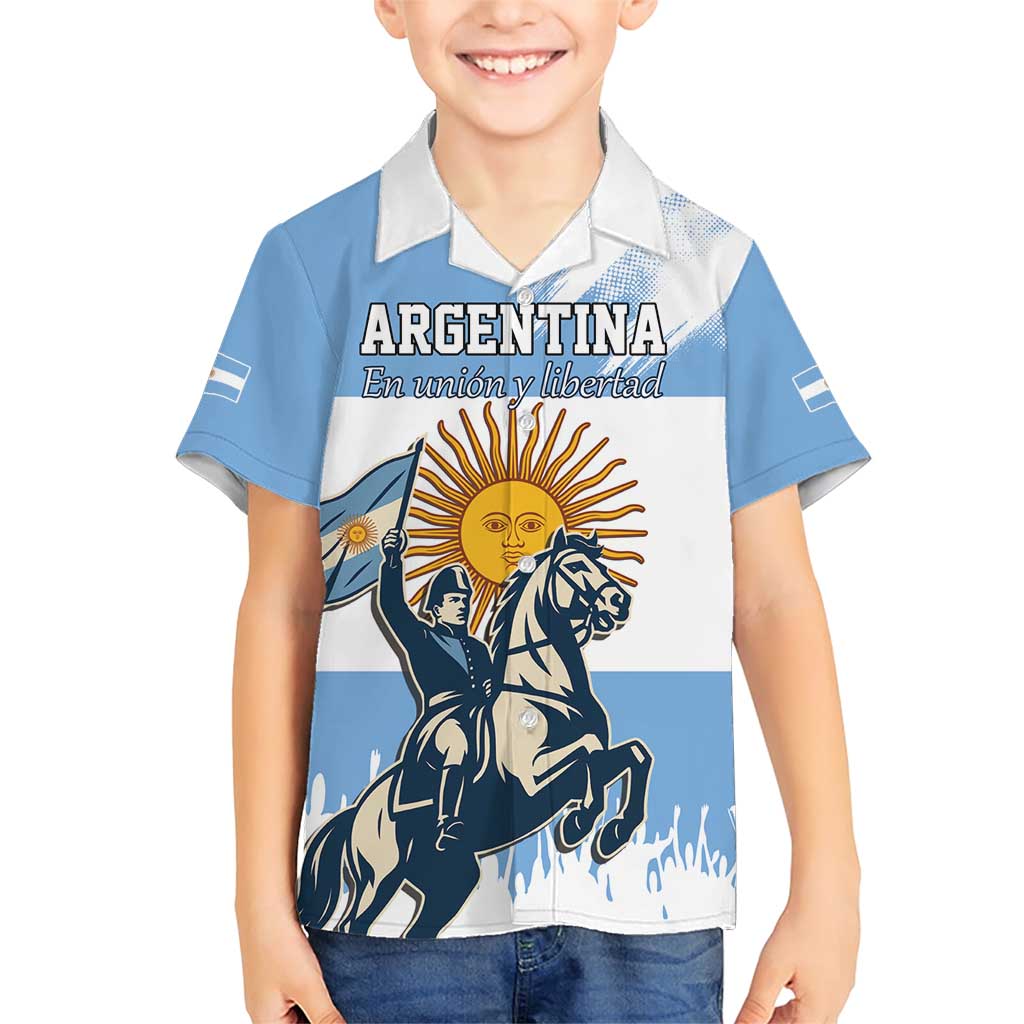 Personalized Argentina Flag Day 20th June Family Matching Short Sleeve Bodycon Dress and Hawaiian Shirt Manuel Belgrano