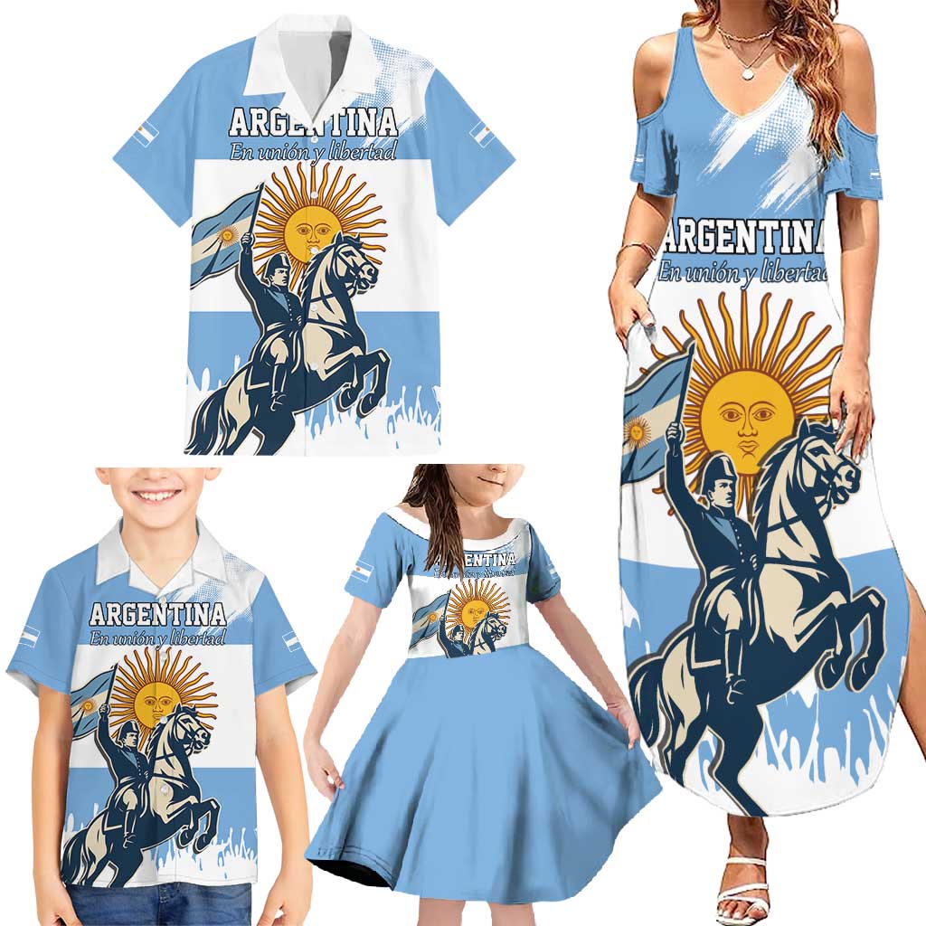 Personalized Argentina Flag Day 20th June Family Matching Summer Maxi Dress and Hawaiian Shirt Manuel Belgrano