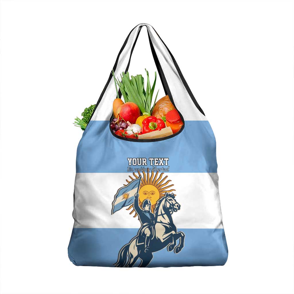 Personalized Argentina Flag Day 20th June Grocery Bag Manuel Belgrano