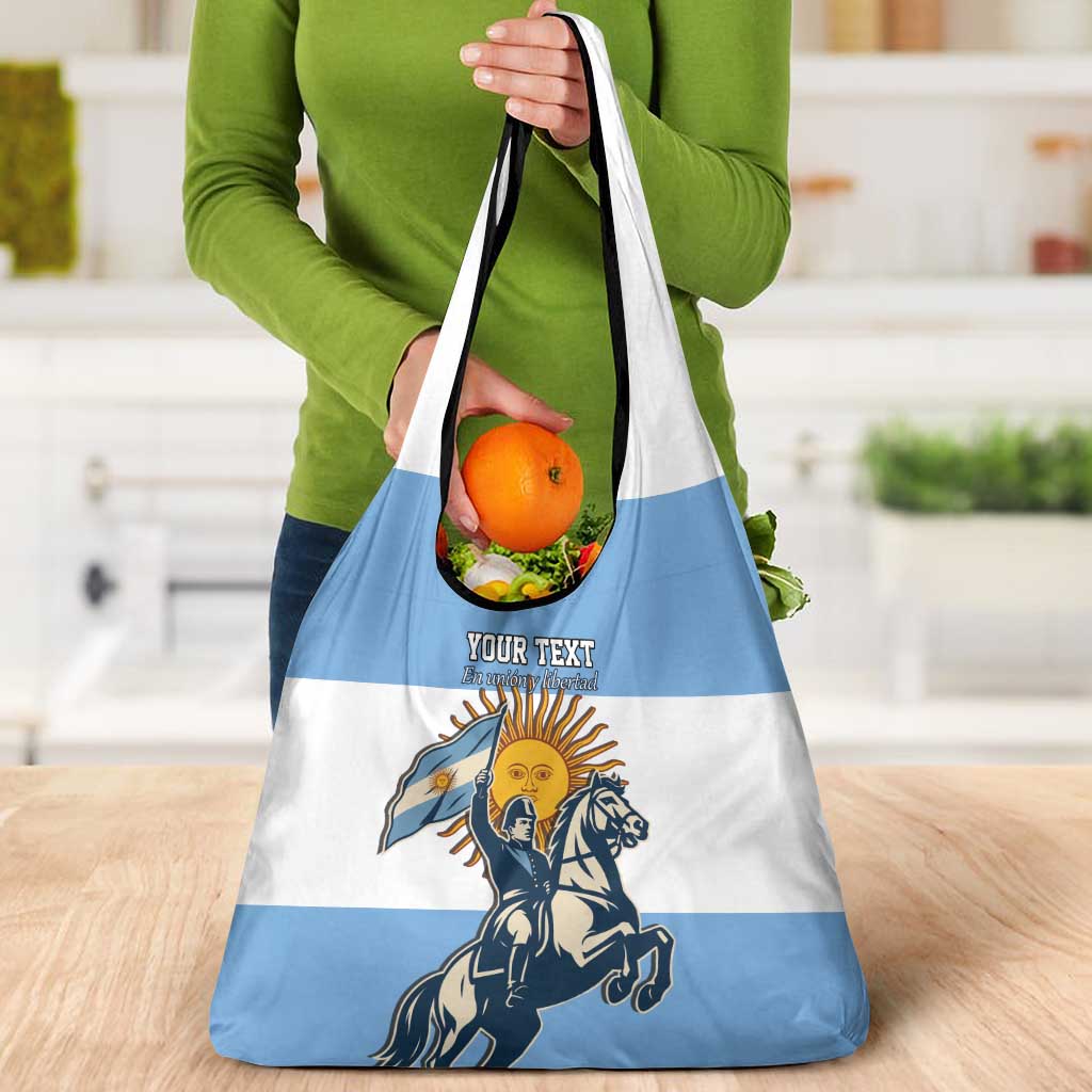 Personalized Argentina Flag Day 20th June Grocery Bag Manuel Belgrano