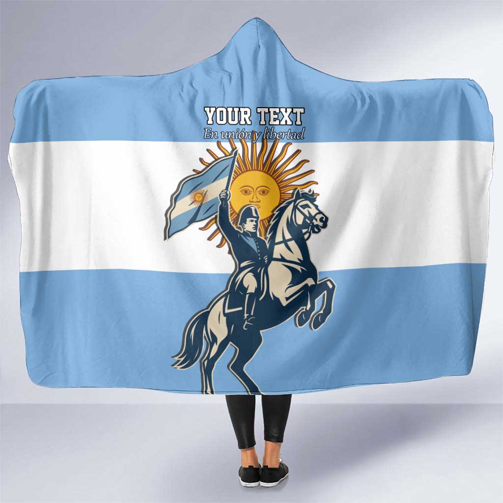 Personalized Argentina Flag Day 20th June Hooded Blanket Manuel Belgrano