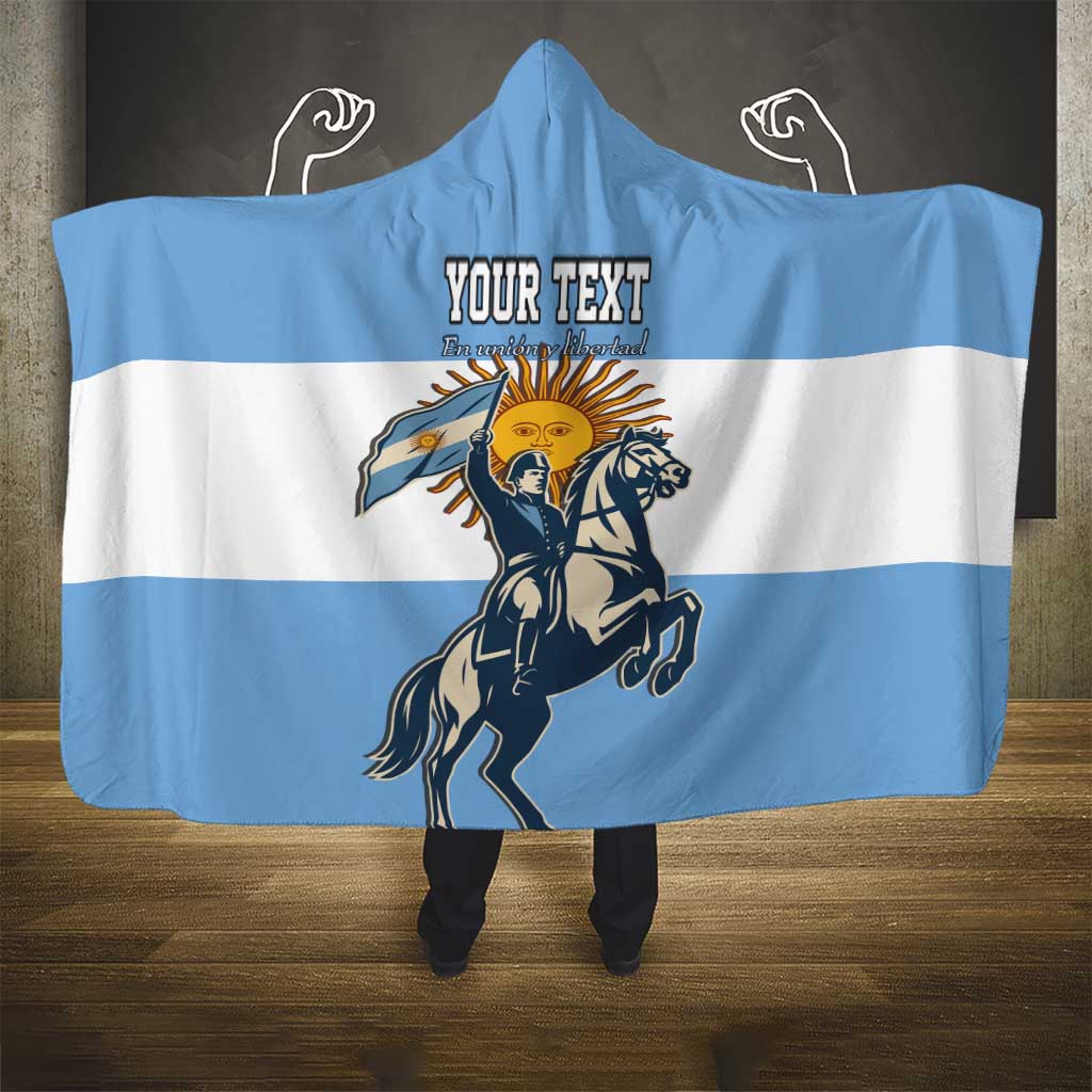 Personalized Argentina Flag Day 20th June Hooded Blanket Manuel Belgrano