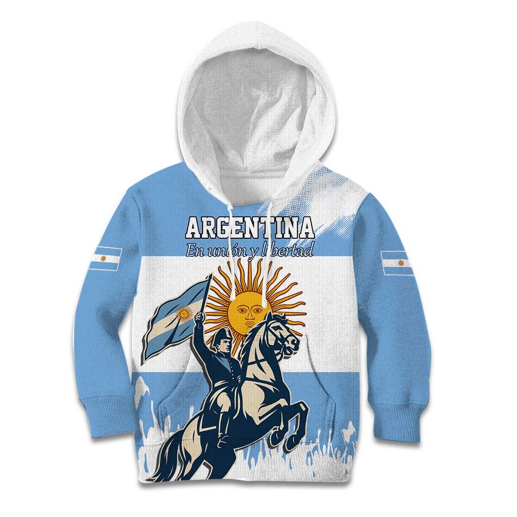 Personalized Argentina Flag Day 20th June Kid Hoodie Manuel Belgrano