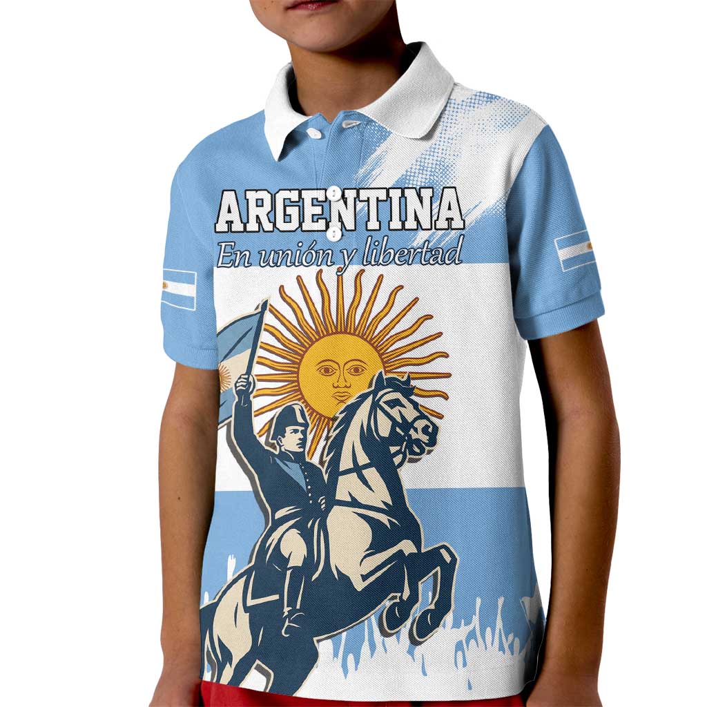 Personalized Argentina Flag Day 20th June Kid Polo Shirt Manuel Belgrano