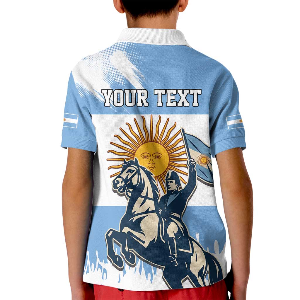 Personalized Argentina Flag Day 20th June Kid Polo Shirt Manuel Belgrano